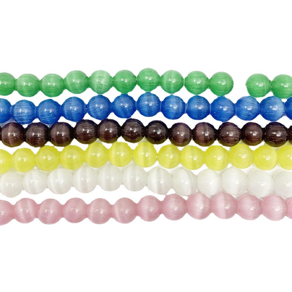 8mm White Cat's Eye Stone Beads for DIY Jewelry Bracelet