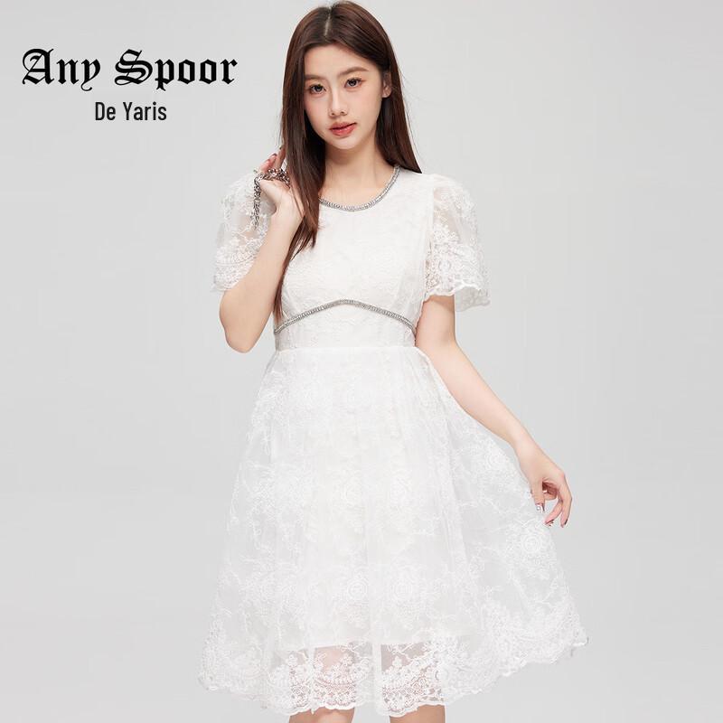 

ANY SPOOR 2025 Summer Mesh Short Sleeve Mid-Length Dress S