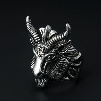 Retro Punk Men's Titanium Steel Cast Zodiac Sheep Shape Ring