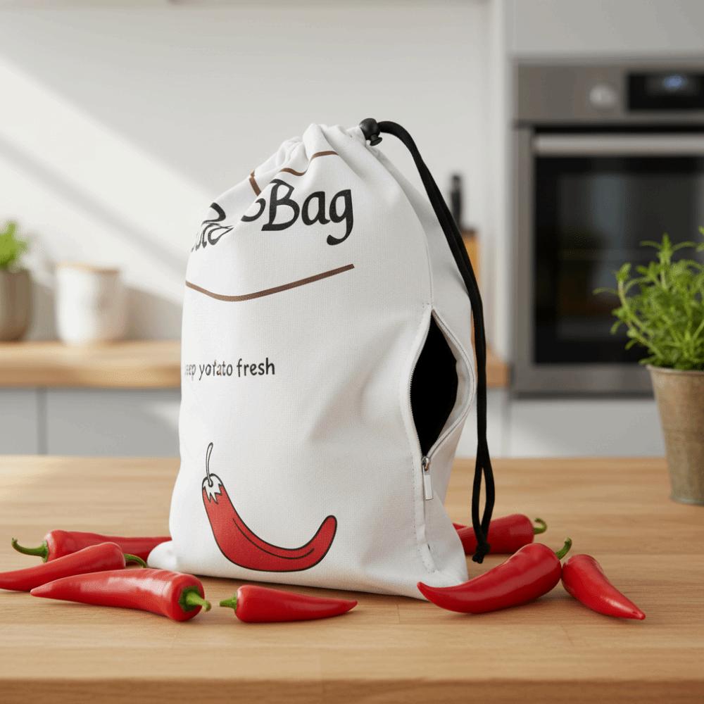 Canvas Vegetable Storage Bag Drawstring Design Vegetable Storage Pouch Food
