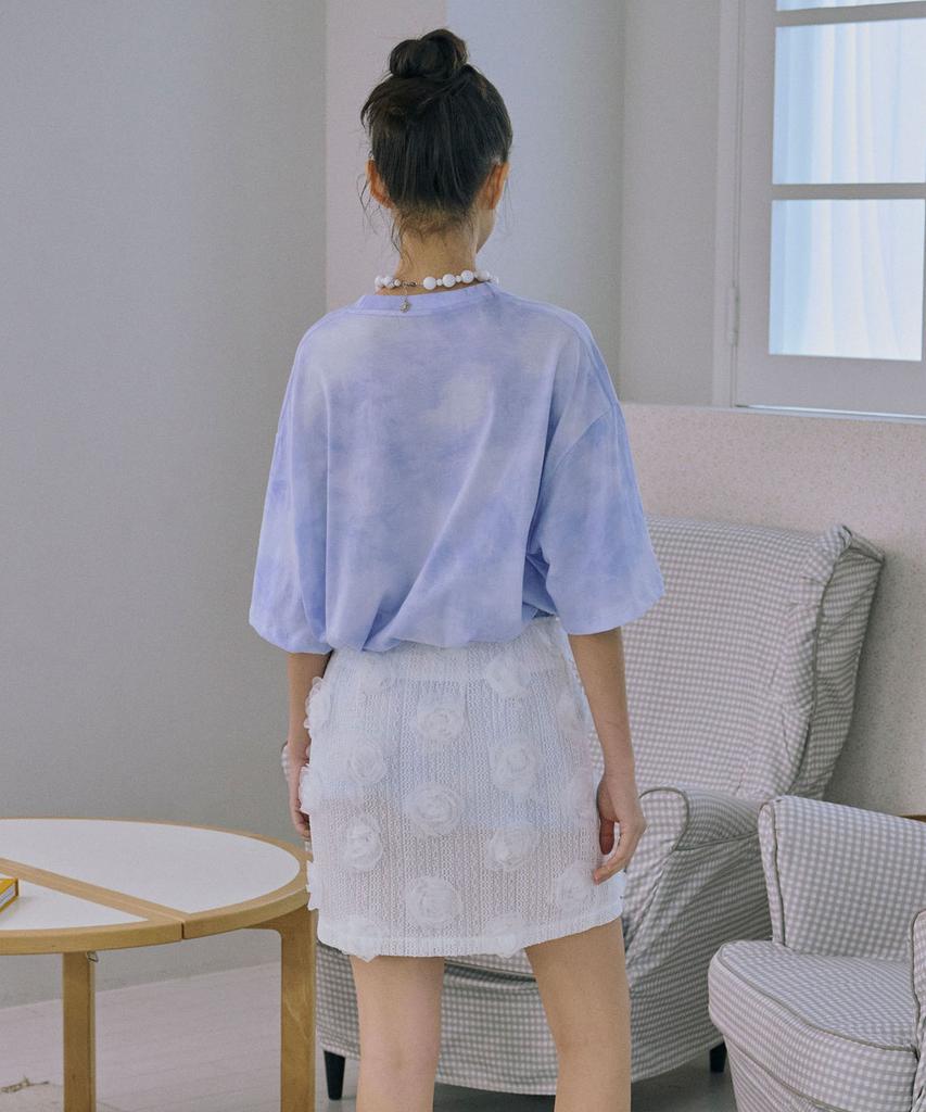 Jun Jun Space Flower Appliqué Mini Skirt_White
