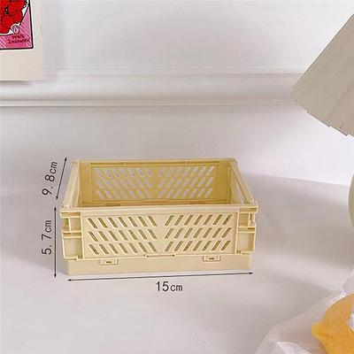 Collapsible Crate Plastic Folding Storage Box Basket Utility Cosmetic Container Desktop Holder Home Use School Desk Storage Box