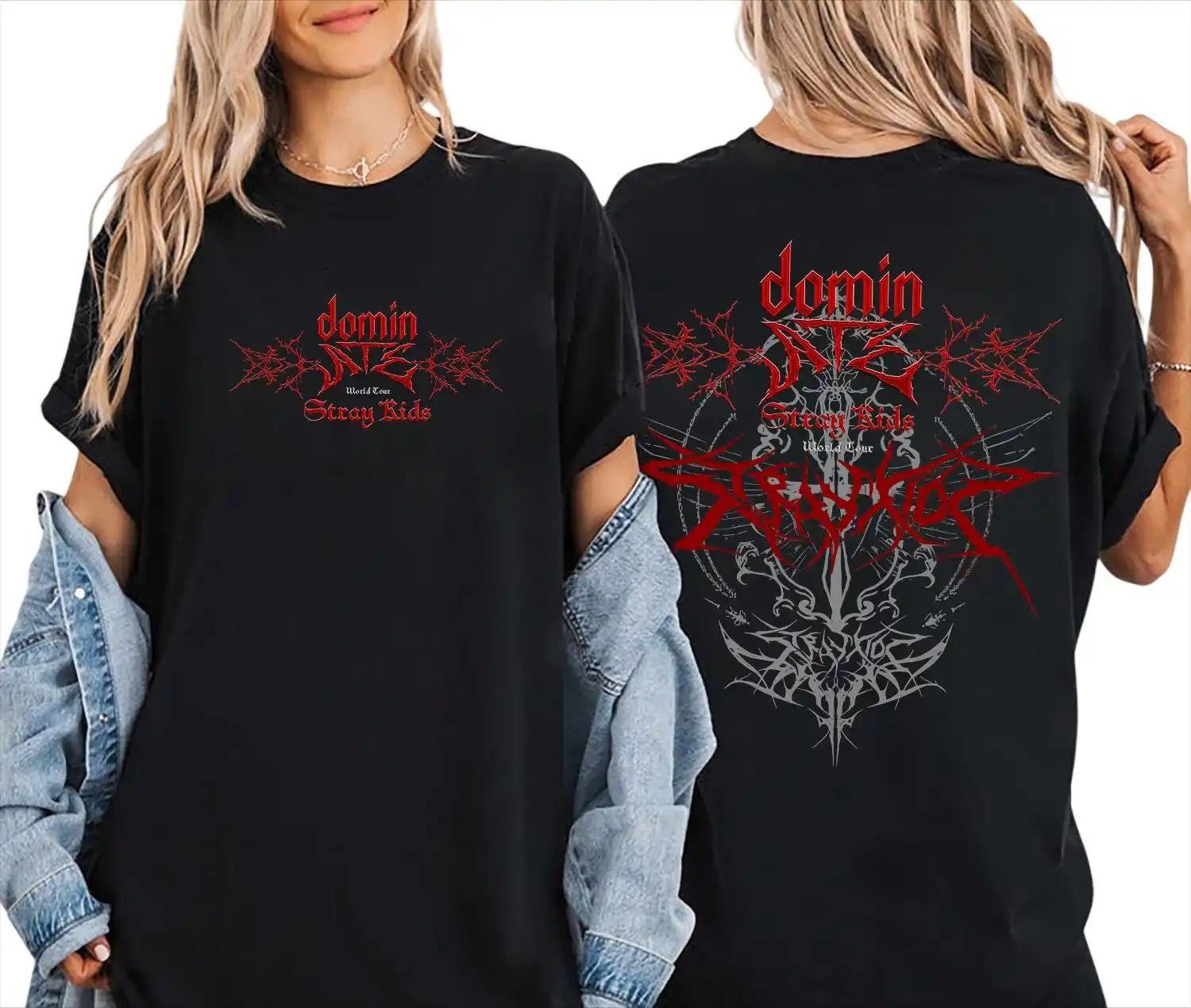 Stray Kids Dominate Tour 2025 in US Shirt Stray Kids Shirt Skz Tour Merch Fanmade Stray Kids Gift Men Women Cotton T-shirt Y2K 4XL
