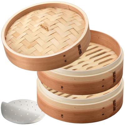 Heist Cedar Wood Steamer Set Includes 20 Steamer Sheets 18cm Cedar Wood (2 Steamers) - -