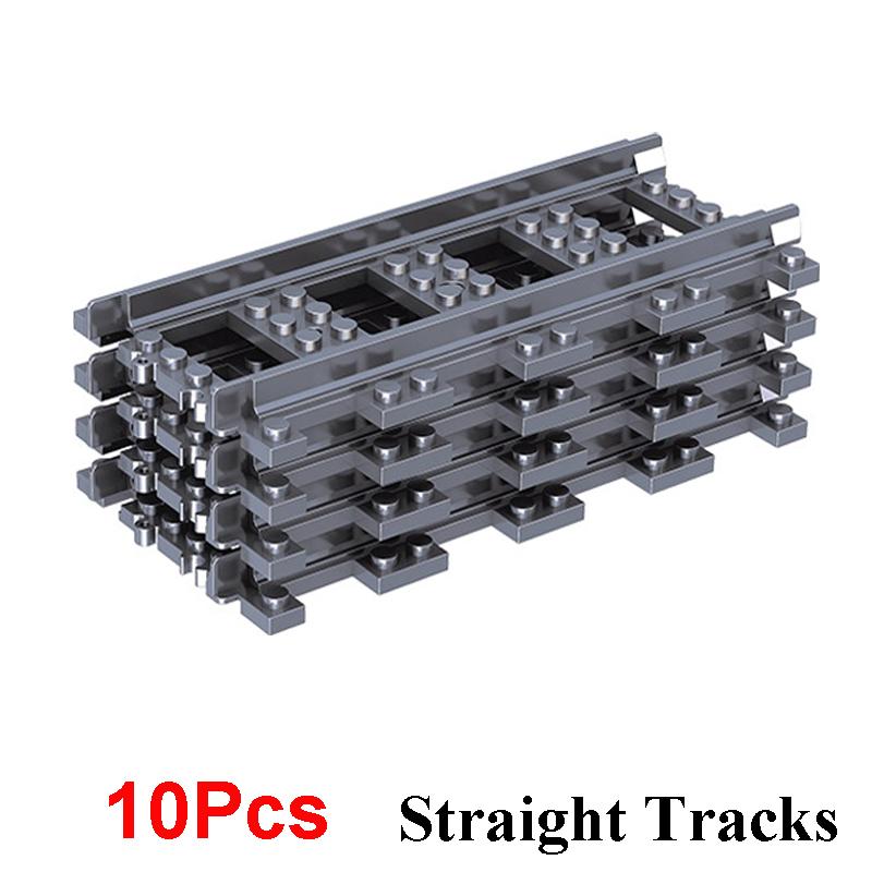 City Train Track Train Signal Light Crossing Track Rail Model Building Blocks Enlighten Action Figure Toys For Children