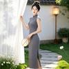 Grey polka dot cheongsam 1011 new improved young girl daily retro Republic of China style new Chinese dress