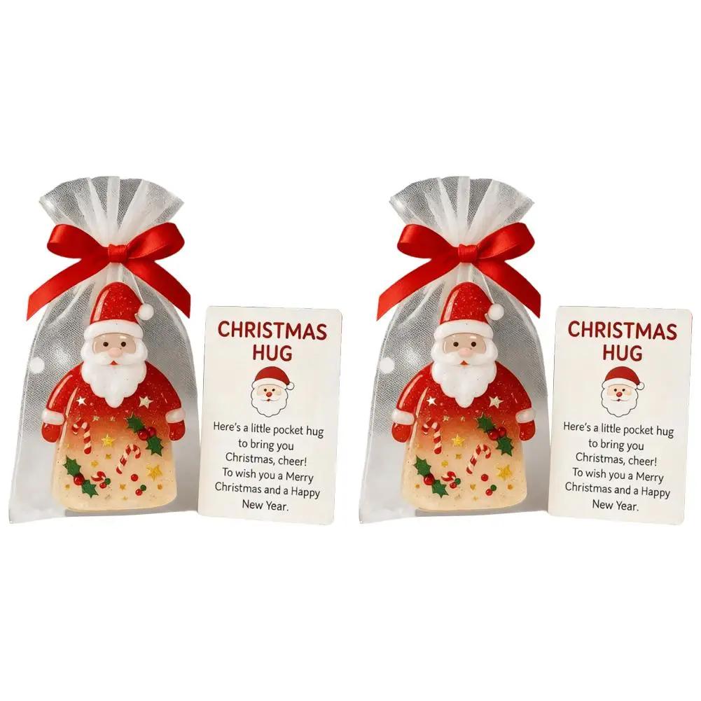 

Christmas Hug Greeting Card Santa Claus Pocket Hug Card Merry Christmas & New Year Gift Wishing For Loved Ones J7I1