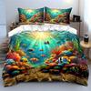Underwater Coral Reef Scene. Print Bedding Set 1 Duvet Cover 2 Pillowcases For Adult And Children Luxury Gift Full Size