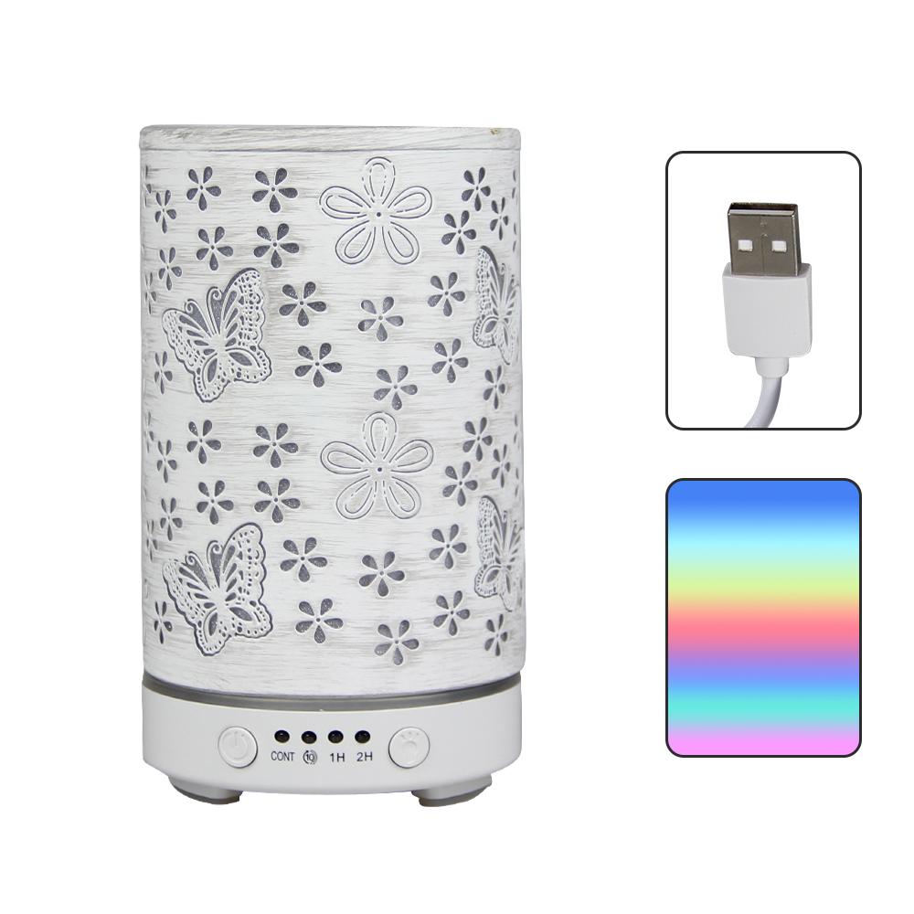 100ml Essential Oil Diffuser Seven-Color Aroma Light Butterfly Ultrasonic Air Humidifier Room Scent Diffuser with Timer Function