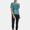 Under Armour Project Rock Johnson Letter Print Pullover Crew Neck Short Sleeve T-Shirt Women tops Glacier-Blue 1376918-433