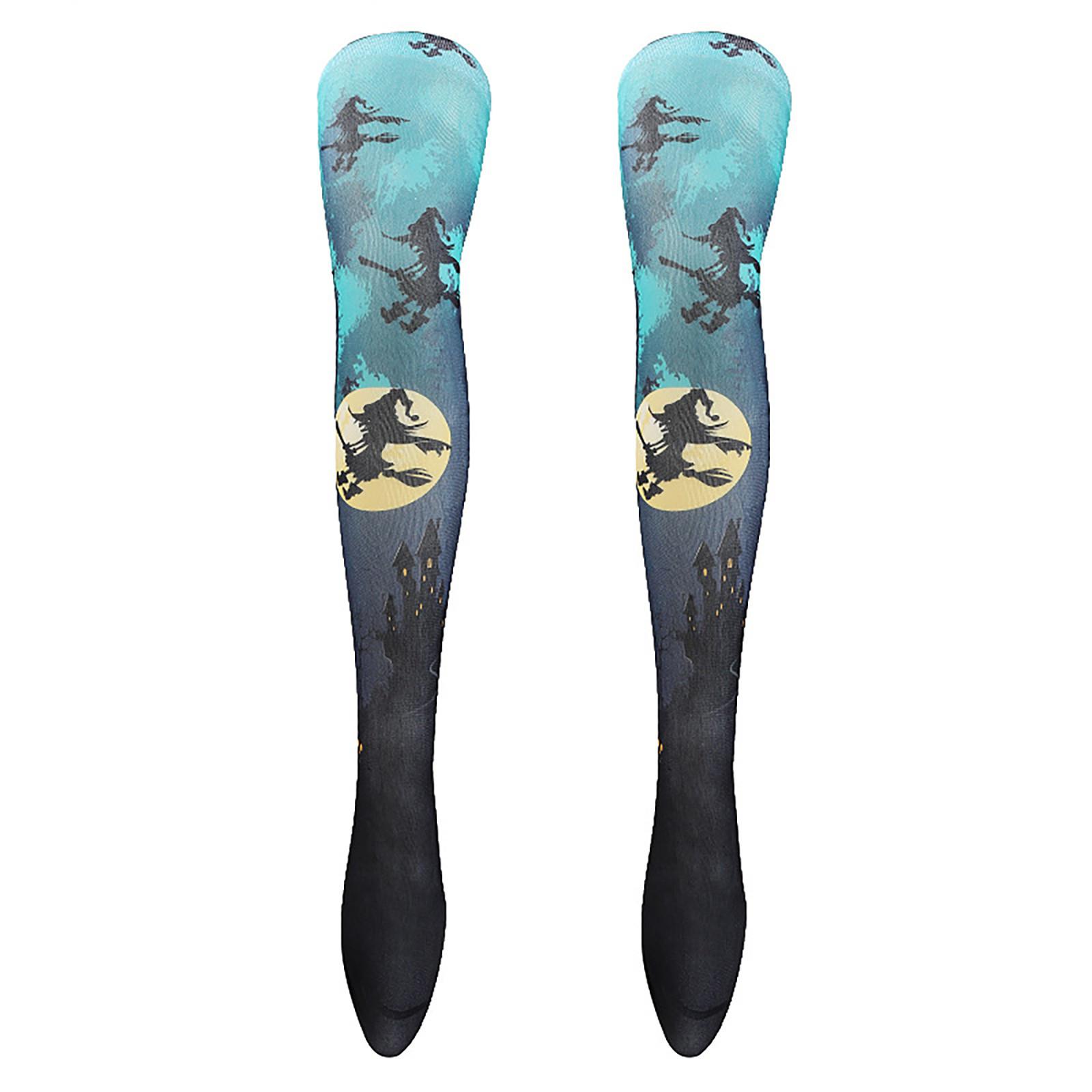 

Чулки с принтом на Хэллоуин, длинные гольфы-трубы, нарядное платье, вечерние акции зелёный