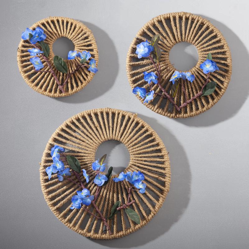 Rattan Woven Round Wall Decor for Living Room Background Wall Macrame Hanging