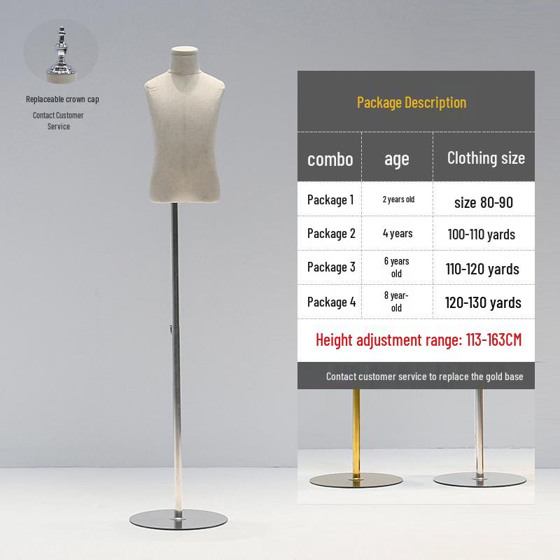 

Дитячий манекен для демонстрації одягу до пояса з головою для хлопчиків та дівчаток Age 2