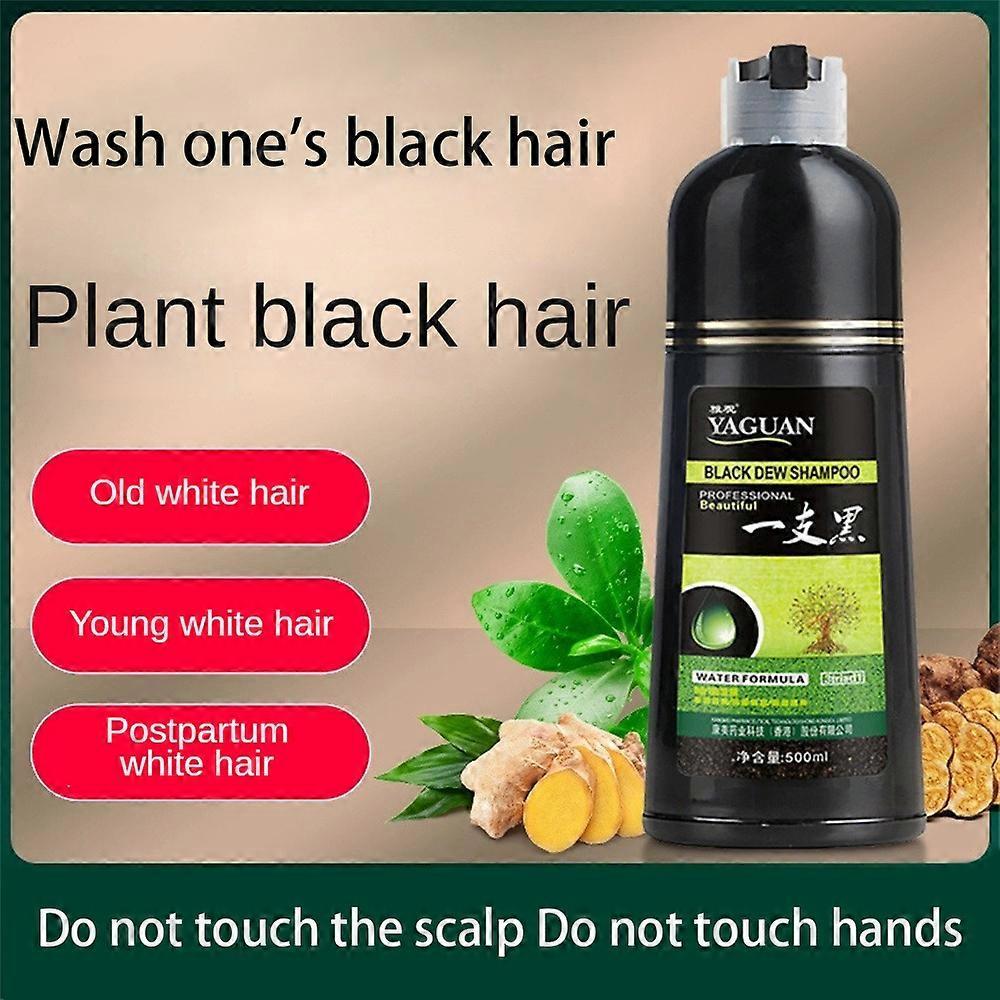 Herbal Black Dew Shampoo 3 in 1, Natural Hair Dye Shampoo for Men & Women, Black Hair Color with Plant Extracts, Conditioning & Coloring, 300ml