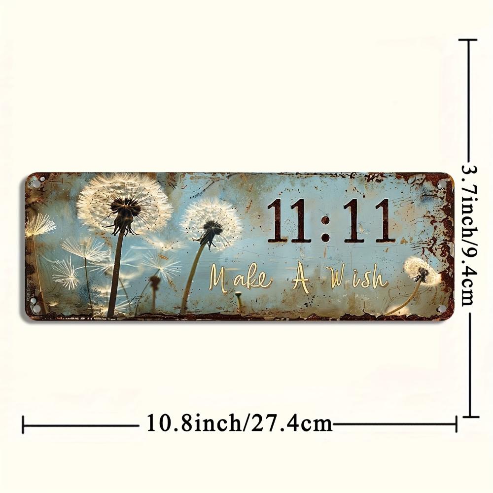 

Винтажная нержавеющая сталь 11:11 Загадай желание Декоративная табличка с узором из одуванчиков Универсальное настенное украшение для дома, крыльца, гаража чёрный