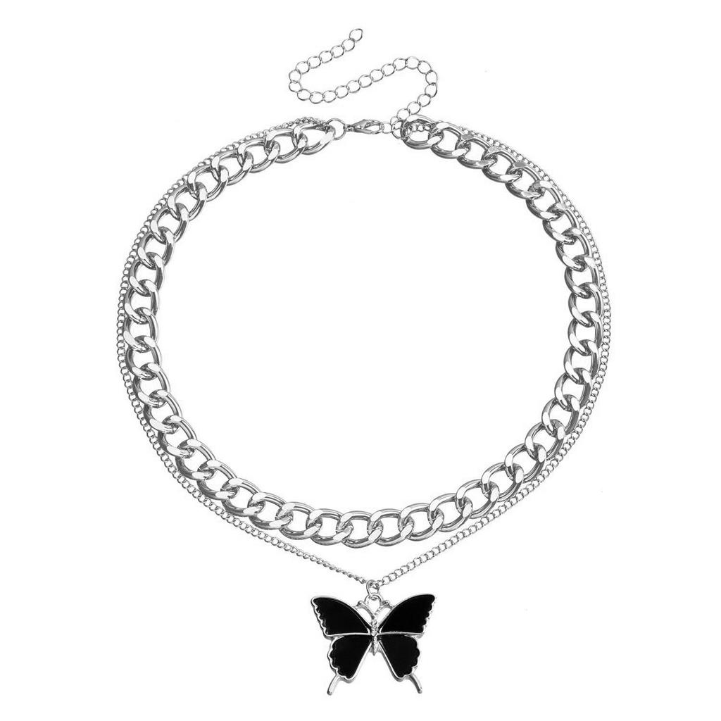 Accessories, Double White Butterfly Imitation Fritillary Necklace Women, Temperament Metal Sweater Chain