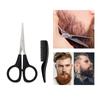 2Pcs Bart Schnurrbart Schere Kamm Nase Haar Trimmen Reise Pflege Kit