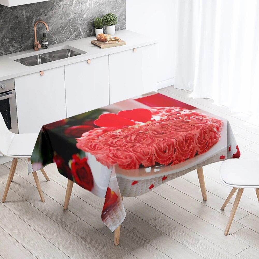 Fata de Masa Imprimata Tort Gourmet Decor pentru Ziua de nastere Masa Restaurant Bucatarie Rezistenta la Pete Impermeabil