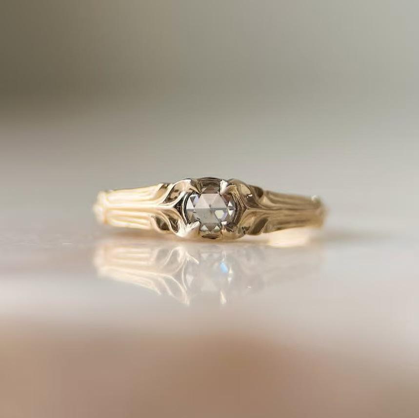 Super Eenvoudige 18K Gouden Legering Ring met Strass voor Dames - Europese en Amerikaanse Mode Sieraden