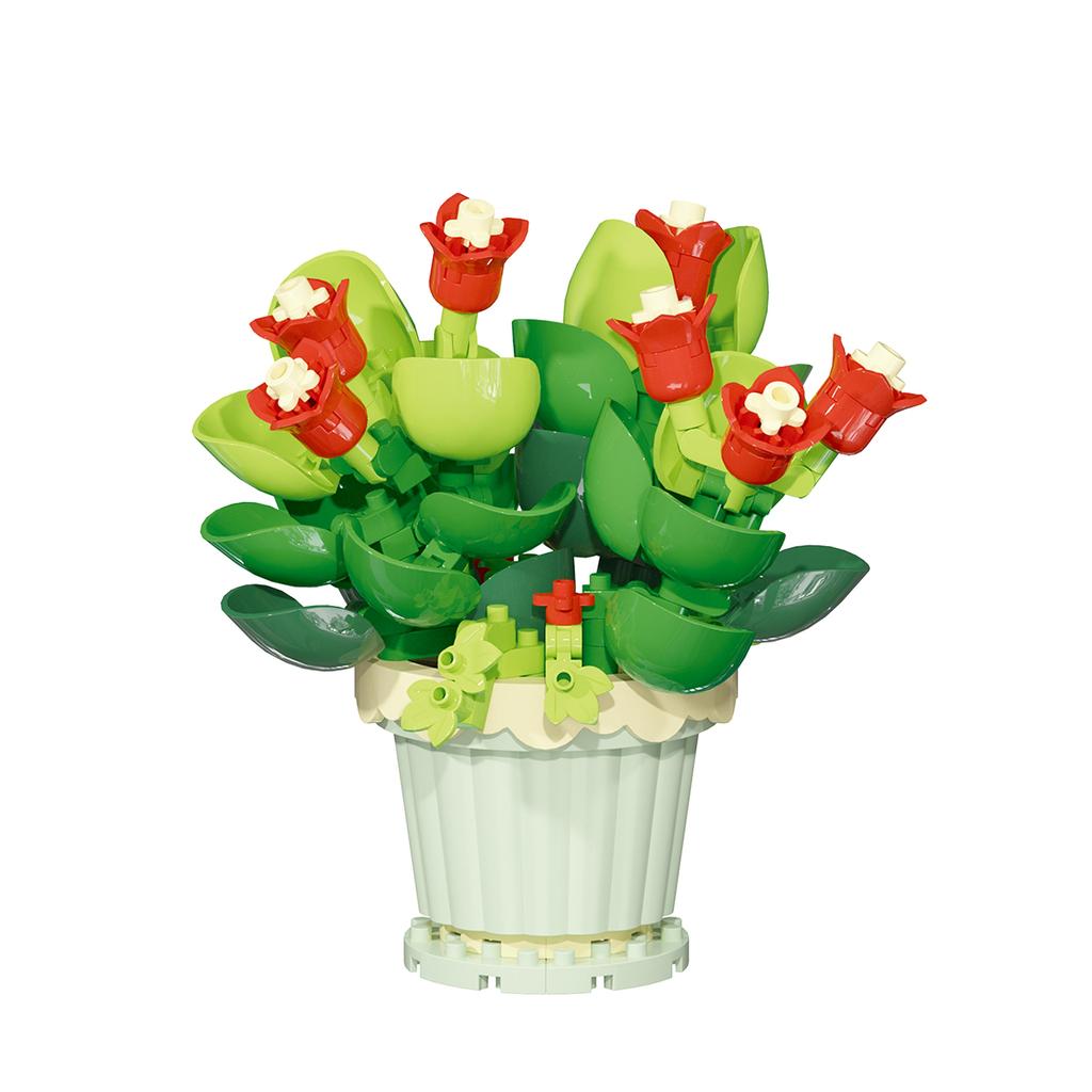 1PC Mini Succulent Flower Pot Building Blocks Simulation Flower Assembling Brick Model Kids Toys Home Decoration Collection Gift