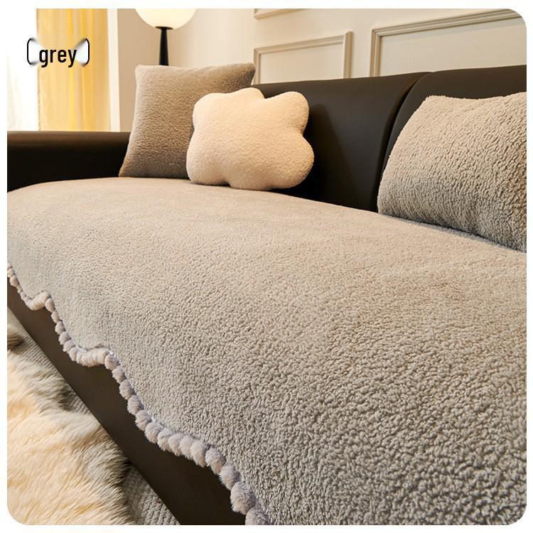 Lammwolle Anti-Rutsch Sofabezug: Dicke, einteilige Polsterung für Herbst & Winter