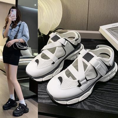New Spring/Summer Versatile Thick Sole Hollow Breathable Velcro Casual Sports Shoes for Women