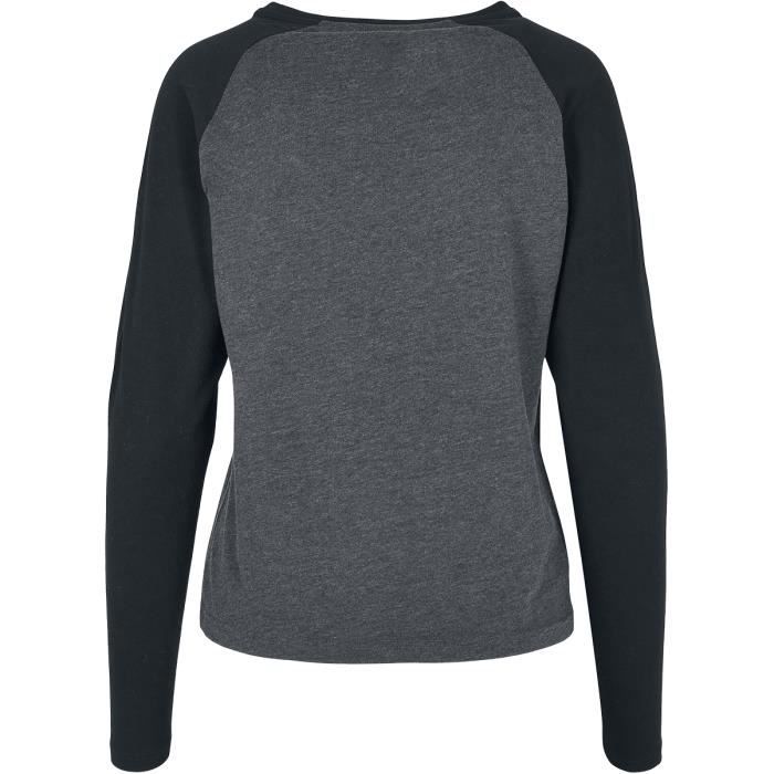 T-shirt manches longues anthracite/noir - URBAN CLASSICS - Ladies Contrast Raglan Longsleeve