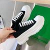 Fashion Women Lace-Up Front High Top Flatform Canvas Shoes Fashion Casual Comfortable Height Increasing Sneakers