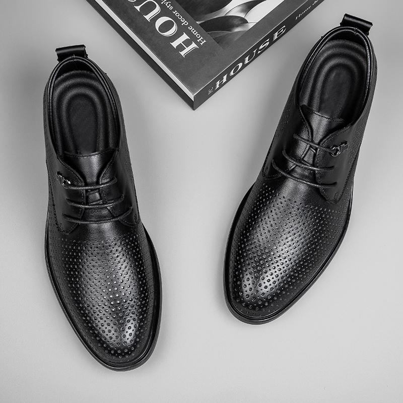 Scarpe Uomo Vera Pelle Traspiranti Formali Eleganti Piatte da Cerimonia Stile Britannico Oxfords Maschili Piatte Antiscivolo Ufficio Scarpe da Lavoro