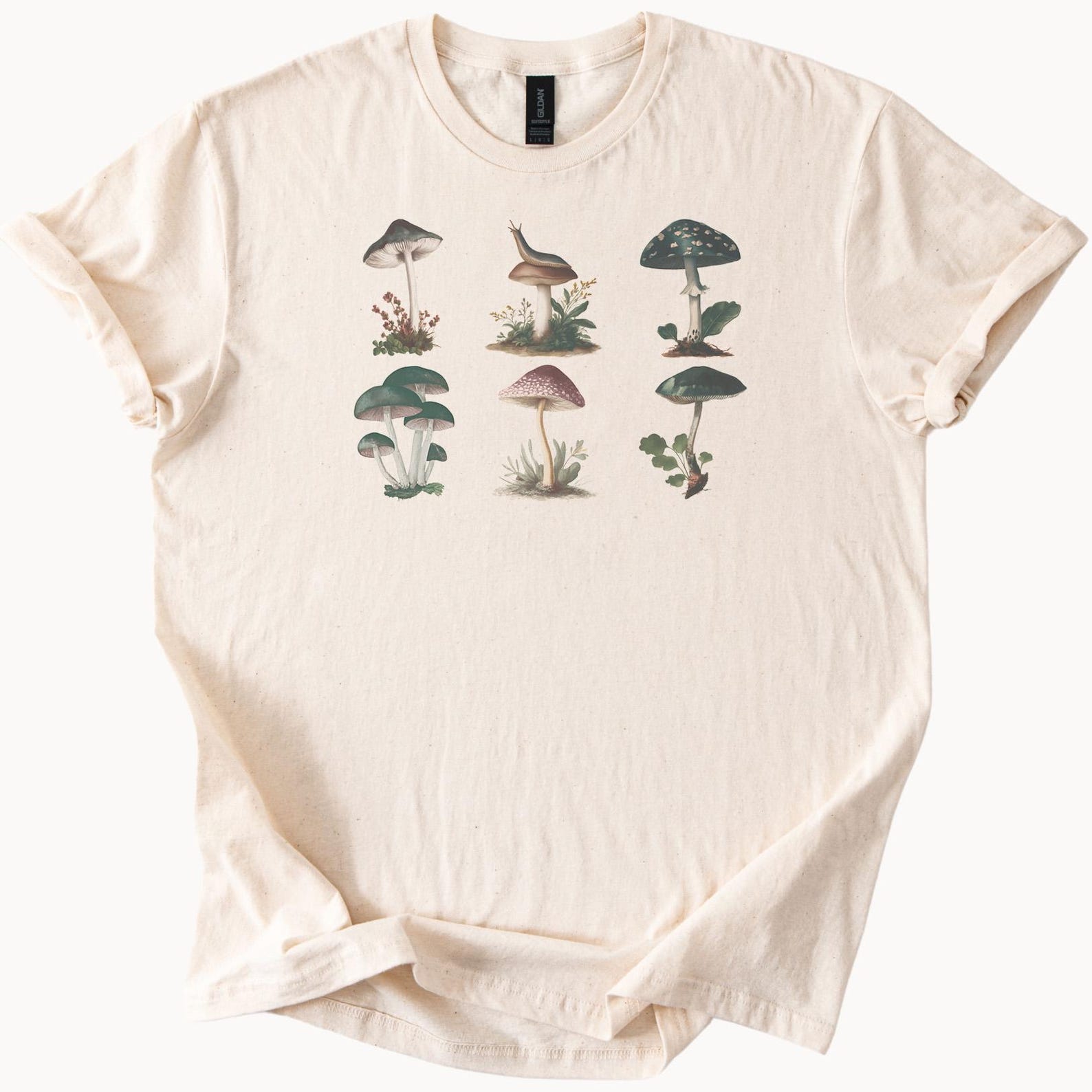 Mushroom and Fungi Graphic Tee Botanical Forest Toadstool Plants Shirt Nature Aesthetic Art Top 130