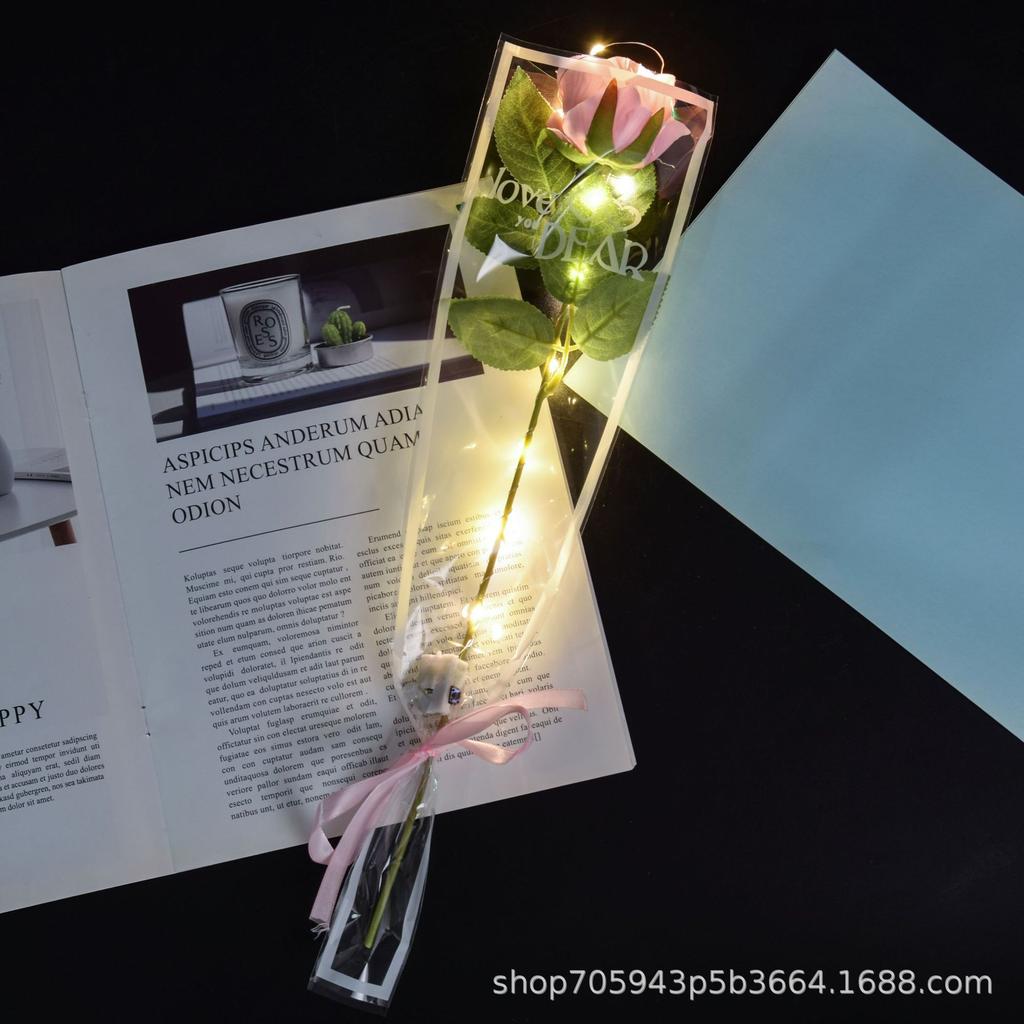1pcs Led Light Up Glowing Roses Red Flower Bouquet Led Flash Handheld Valentine's Day Glow Party Wedding Decoration