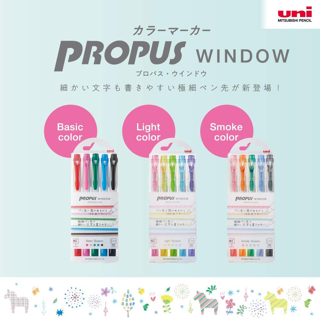 Mitsubishi Colored Marker PROPAUS Window Smoke 5-Color Set PUS103T5C3