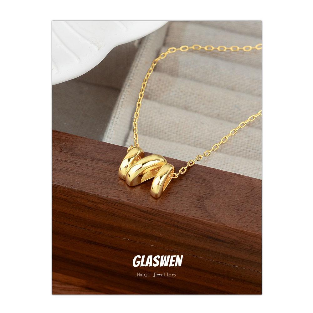French High-End Golden Wave Pendant Necklace Feminine Style Simple Niche Temperament Collarbone Chain Accessories