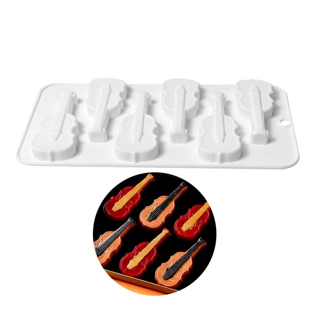 6 Holes Violin Silicone Dessert Mould Puddings Chocolate Mousse Mold Portable Cake Decorating Tool Kitchen Accessories