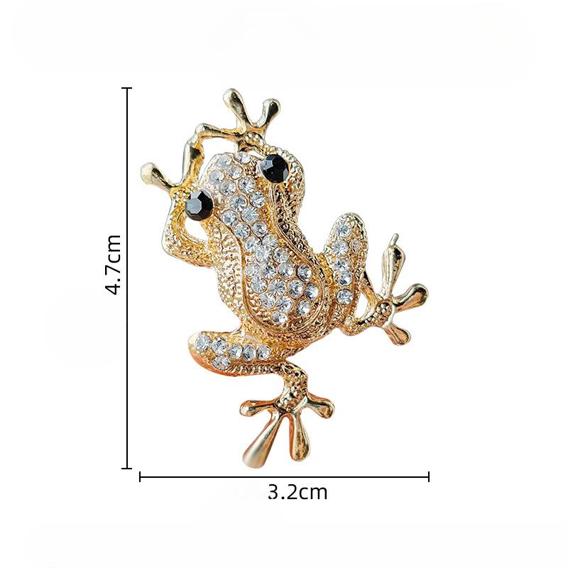 Fashion Green Crystal Frog Brooch Animal Brooches Pins For Women Dress Coat Accessories Jewelry Gift