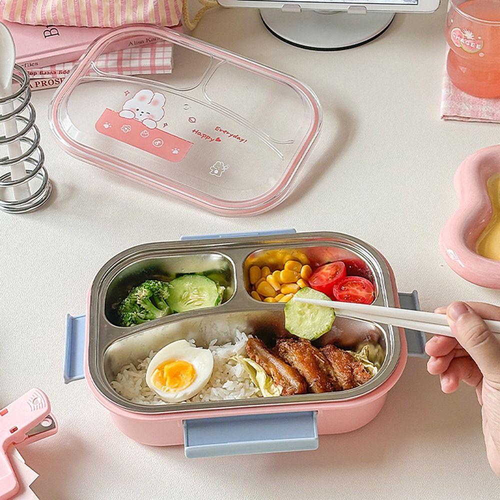 Microwave Safe Cute Lunch Container Food Grade Partitioned Lunch Plate Refrigeration Storage