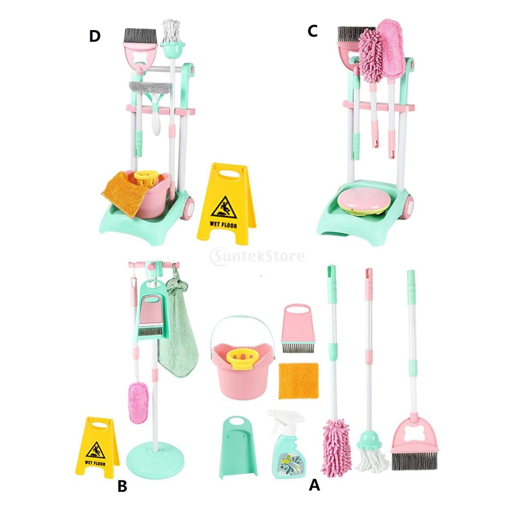 Kids Cleaning Set Enlightenment Detachable Broom Hanging Stand for Games Household Boys and Girls Children