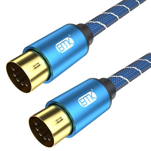 

EMK 5-Pin MIDI Cable, DIN Male to Male, for Connecting Synthesizers, Organs, Electric Pianos, MIDI Guitars, and More (3m)