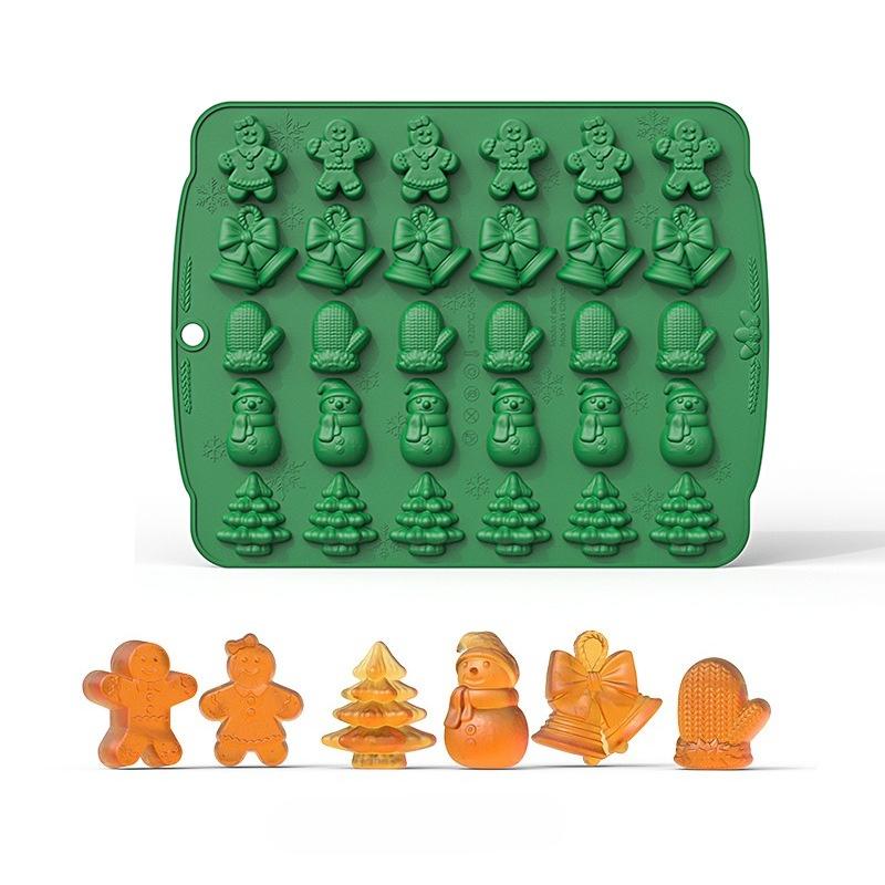 

1pc Mini Christmas Tree Snowman Glove Jelly Pudding Silicone Mold Gingerbread for Man Bell Chocolate Candy Gummy Dessert Cookie