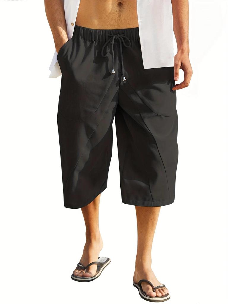 European and American Men's Cotton-Linen Multi-Pocket Beach Shorts (2024 Edition)