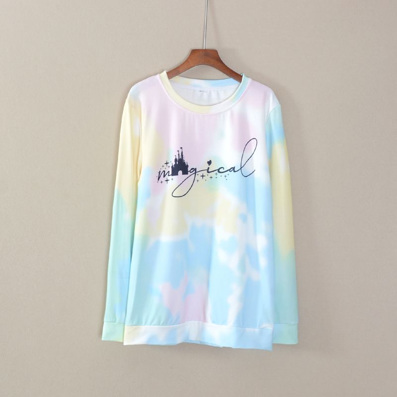 

Весна и Осень Новая Женская одежда Длинный рукав круглый вырез Повседневный стиль Свободный Цветовая гамма Принт букв Футболка Топ Одежда Тренд Image color M