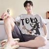 Men's Short-Sleeve Cartoon Pajama Set with Shorts