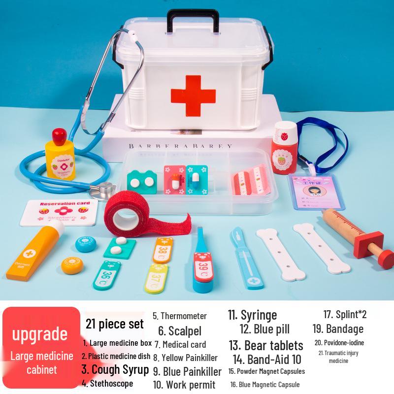 Kids' Wooden Doctor & Nurse Role Play Toy Set with Stethoscope