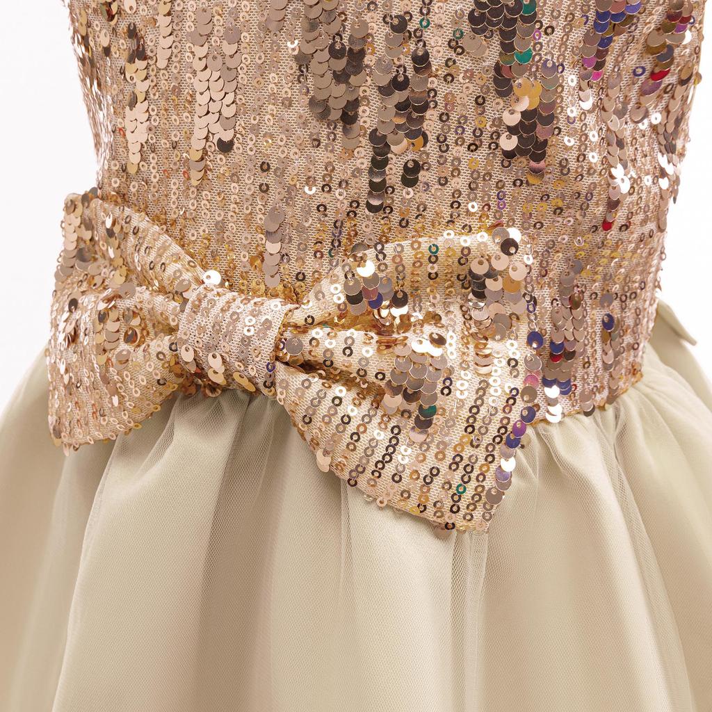 Girls' Holiday Sequined Princess Dress for Parties and Performances