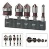 5PCS Professional Metal Countersink Drill Bit Set Multi-Size 1/4 3/8 1/2 5/8 3/4inch Countersunk Bits Hex Shank Wood