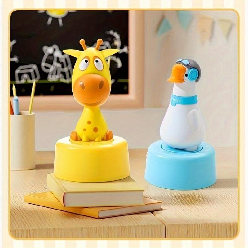 Colorful Giraffe Kitchen Timer,Rotating Desk Clock with Playful Cartoon Design, Ideal Birthday Gift, Plastic Material, No Electricity Needed