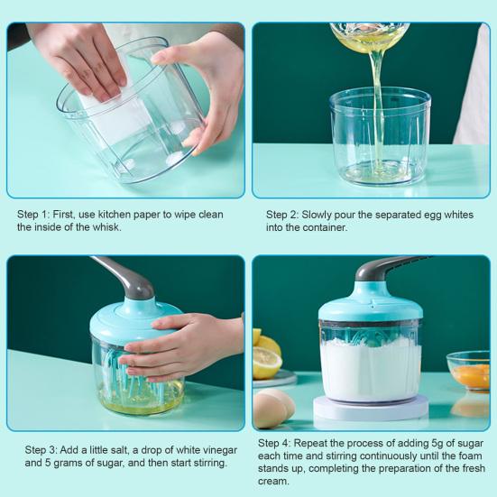 Yousheng Manueller Schneebesen Halbautomatischer Rotierender Eierschläger für Sahne Baiser Eiermixer Müheloses Küchenwerkzeug zum Backen Mischen