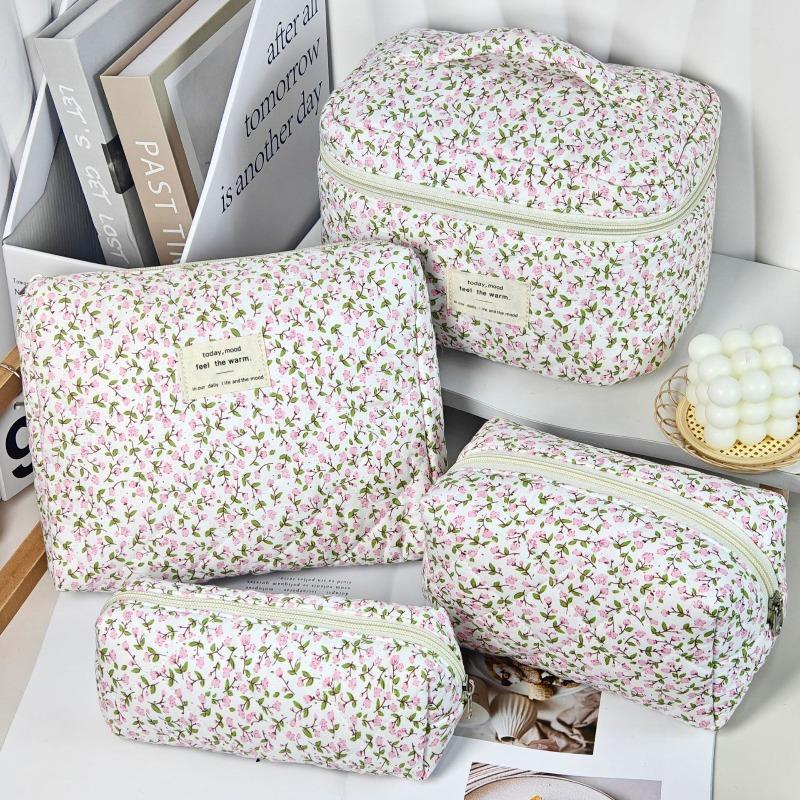 Vintage Large Capacity Cosmetic Bag Portable Travel Storage Bag Handheld Makeup Pouch for Toiletries Cosmetics Organizer Outdoor Daily Use