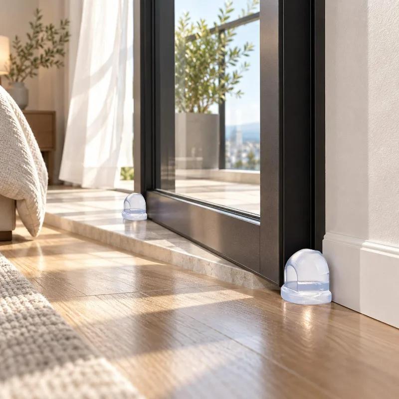 Floor Door Stopper Self Adhesive Bumper Wall Protectors Floor Wall Buffers Windproof Fixation Stops for Protection Furniture