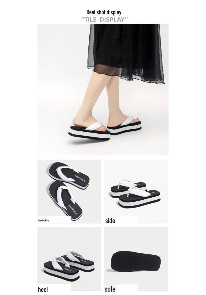 Women's High-End Thick-Soled Flip-Flops, Outdoor Summer Fashion, Color-Block Sandals